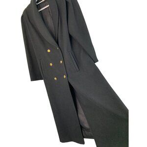 Michelle Francois Black Wool Long Trench Coat Size Large